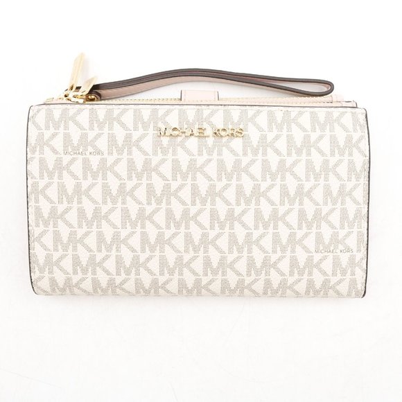 Michael Kors Jet Set Travel Double Zip Wristlet / Signature - FCM43 - Picture 1 of 8
